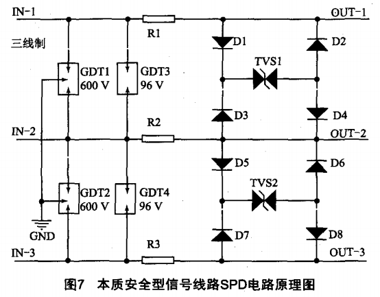 本質安全型信號線路SPD電路原理圖