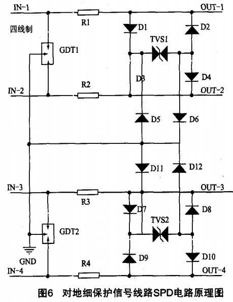 對地細保護信號線路SPD電路原理圖
